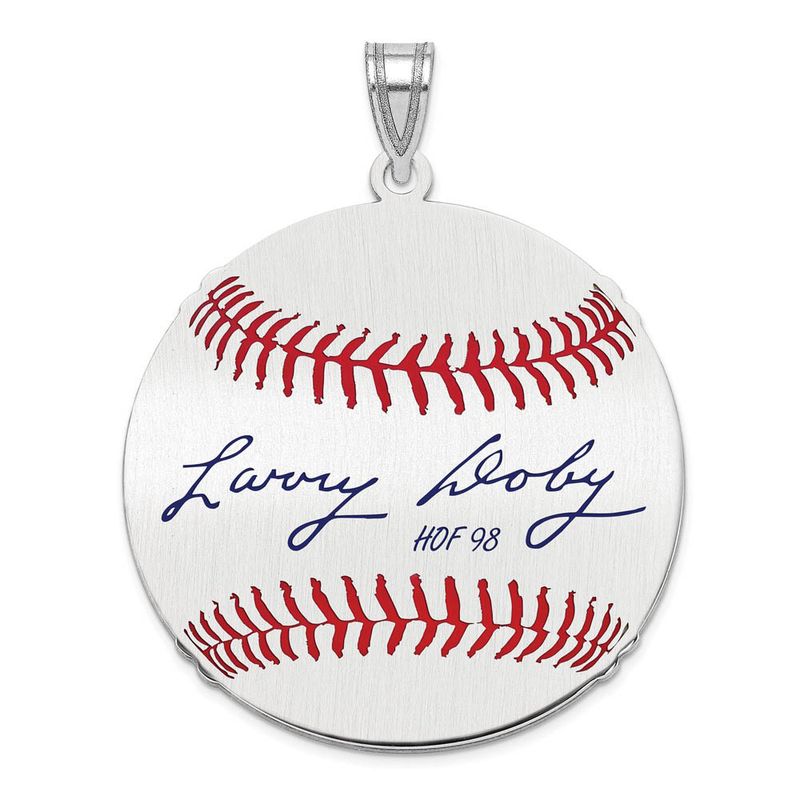 Sterling Silver Larry Doby Signature Lg Enamel Baseball Pendant Sterling Silver Larry Doby Signature Lg Enamel Baseball Pendant